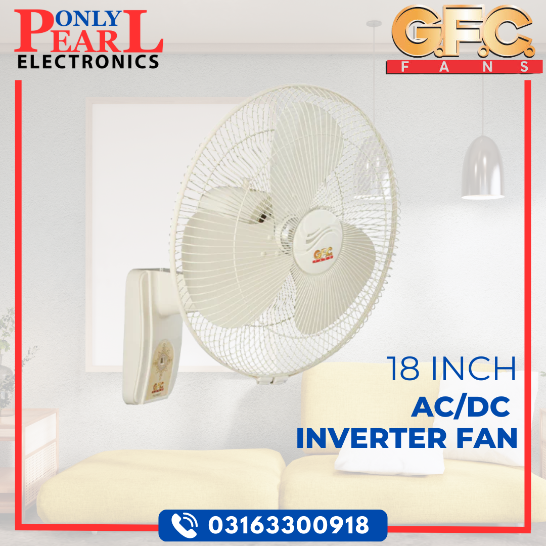 GFC Wall Mounted Bracket Fan | AC/DC Inverter Fan | 18 Inch | 100% Pure Copper