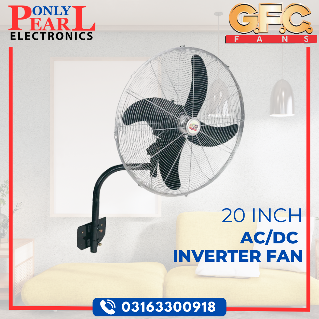 GFC Wall Mounted Myga Bracket Fan | AC/DC Inverter Fan | 20 Inch | 100% Pure Copper