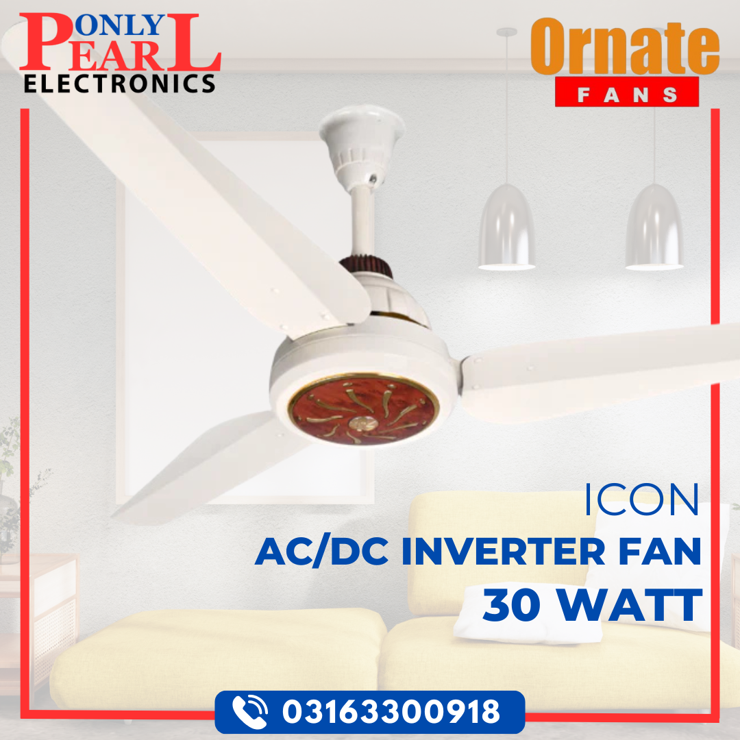ORNATE Inverter Ceiling Fan | Icon Model | 30 Watts AC/DC