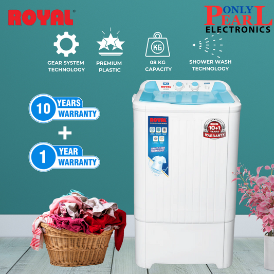 ROYAL Washing Machine | Single Tub | 8 KG Size | 8092 | Shower Wash Technology