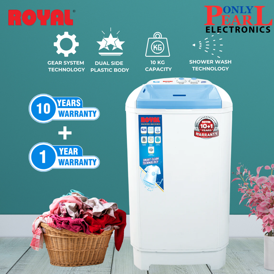 ROYAL Washing Machine | 10 KG Size | Single Tub | Model 1010 | Double Body | Shower Wash Technology